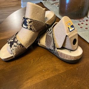 Mephisto Women’s Slide Sandals Faux Snakeskin Leather